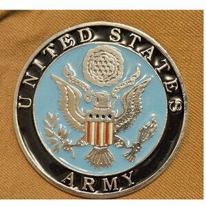 Vintage Round United States Army Metal Belt Buckle Made in USA- Military